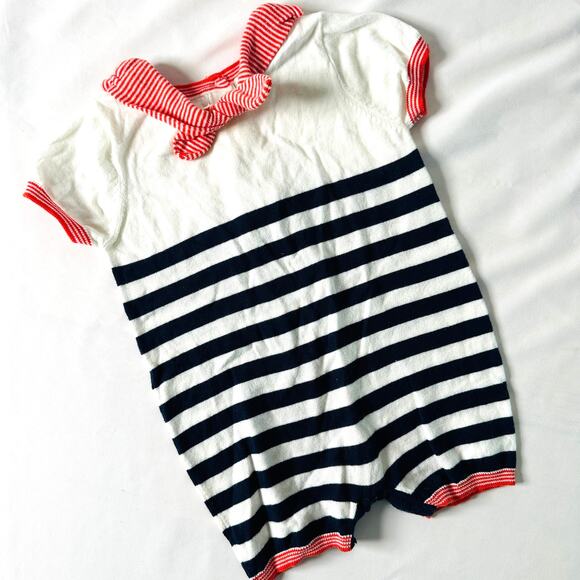 Vintage Nautical Striped Sailor Lightweight Romper - Picture 1 of 10